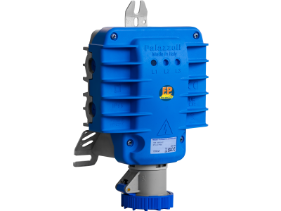 Fire-resistant junction box made of reinforced technopolymer with perforated insulation for unipolar cables with socket IEC60309, 1000°C 90'/830°C 120', IP66