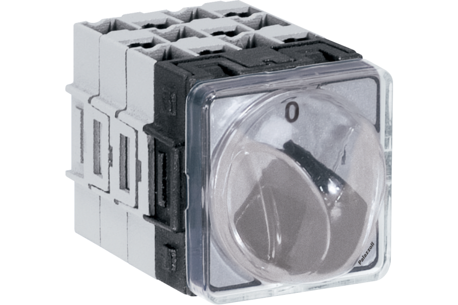 Three-pole reversing switches with 48x48 grey front plate for back panel-mounting IP65