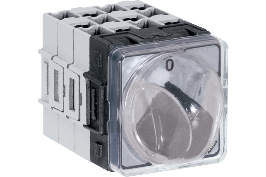 Two-way switches with 48x48 grey front plate for back panel-mounting IP65