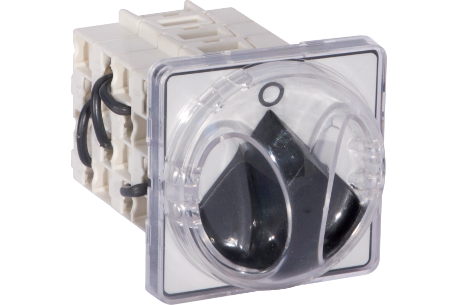 Two-way switches with 67x67 grey front plate for back panel-mounting IP65