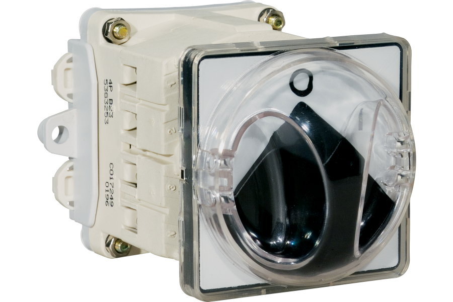 Isolator switches with doorlock and yellow front plate for base mounting IP65