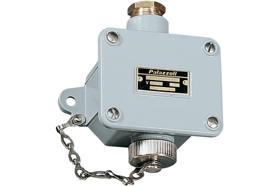 UNAV 1435 socket-outlets in marine grey painted brass with terminal block and UNAV 1948 cable gland 50-60Hz IP66