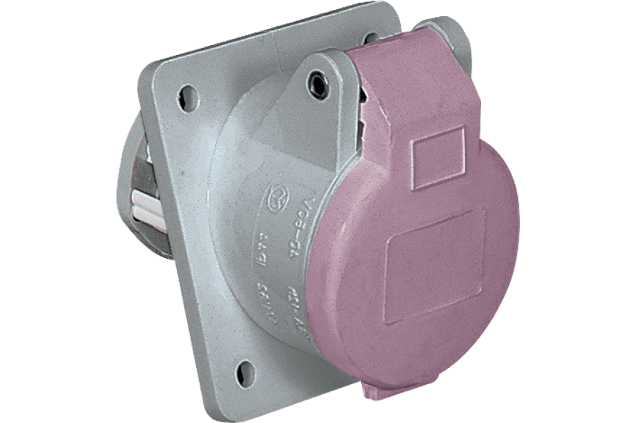 Panel mounted sockets 20° angled, for extra-low voltage IP44