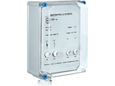 Socket in thermosetting (GRP) with safety transformer (SELV), for wall mounting 50-60Hz IP67