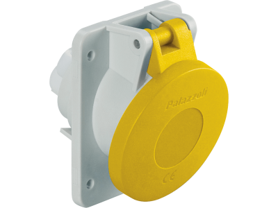 Panel mounted sockets 15° angled, with mini-flange 50-60Hz IP44