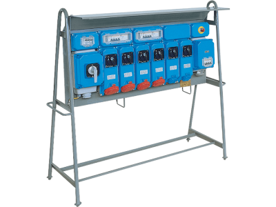 Quadri da cantiere ASC su cavalletto con piastra inoxcon prese interbloccate protette da magnetotermico 50-60Hz IP65