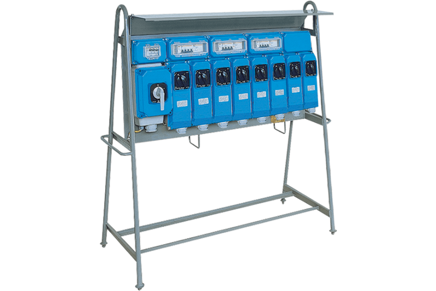 Assemblies for construction sites (ACS) on stand with stainless steel plate with direct outlets protected by MCB 50-60Hz IP65