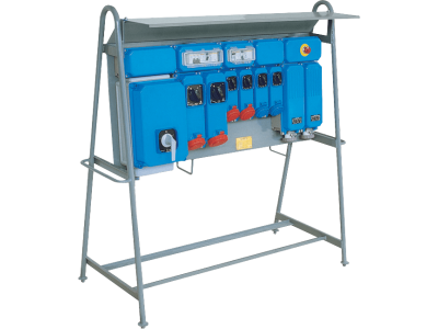 Assemblies for construction sites (ACS) on stand with stainless steel plate with interlocked socket-outlets protected by fuses 50-60Hz IP65