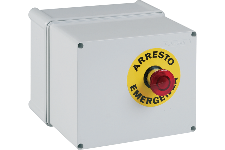 Caja con pulsador de emergencia para cuadros ASC IP55