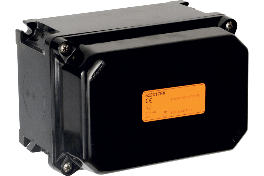 Cassette di derivazione in termoindurente con coperchio alto IP66 zone 1-2 (GAS) e 21-22 (POLVERE)