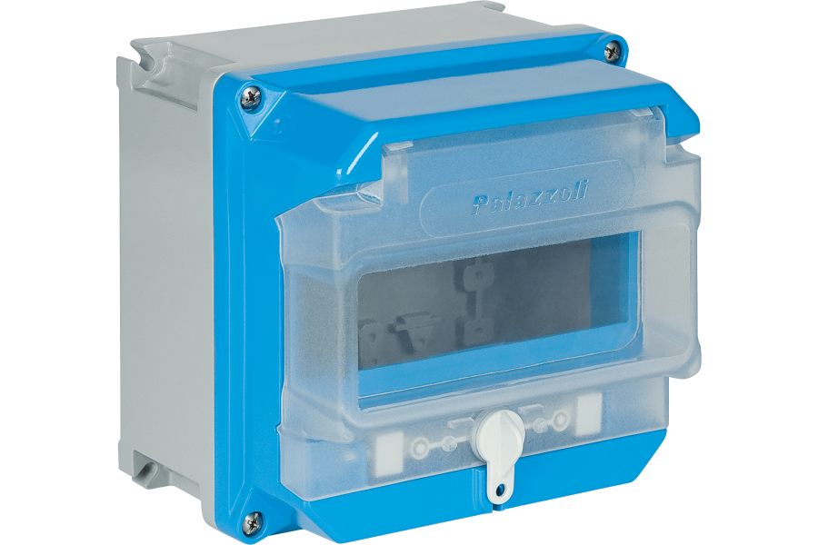 Boxes in thermosetting (GRP) with transparent window for composition of socket boards IP66/IP67