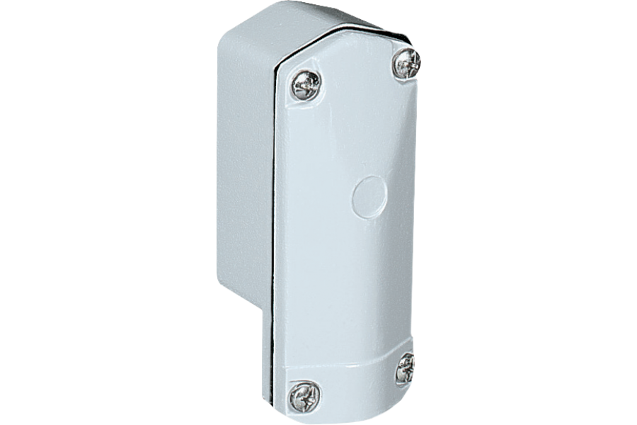 One way junction box 90°angled in aluminium alloy for windowed walls IP30