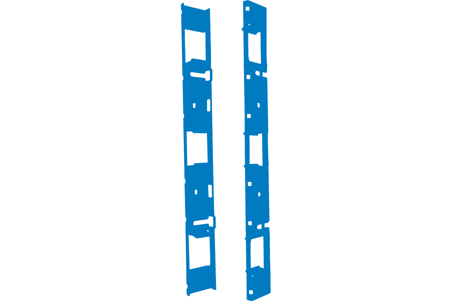 Click Cube quick-fit functional frames for the installation of front panels and DIN rails 