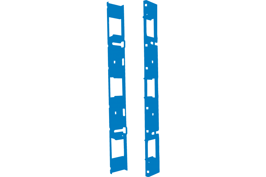 Telai funzionali Click Cube a montaggio rapido per l’installazione di pannelli frontali e guide DIN