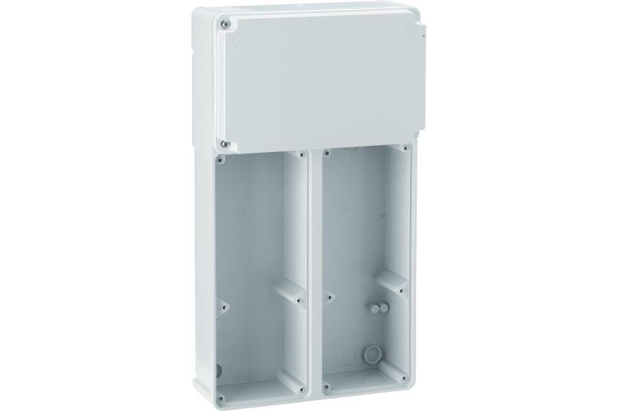 Distribution board with blind cover for one 63A switched socket IP65