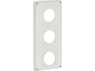 Flange for mounting 3 international sockets in a distribution board for topTER switched sockets IP65