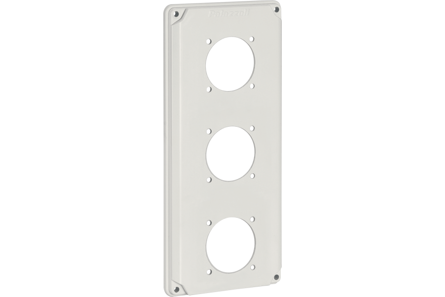Flange for mounting 3 international sockets in a distribution board for topTER switched sockets IP65
