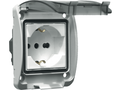 Schuko socket type P17/P30 with cap for mounting in distribution boardIP66