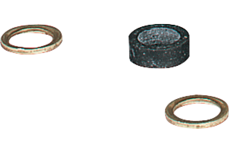 Brass washers with gasket in non-ageing elastomer