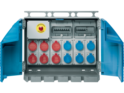 Assemblies for construction sites (ACS) with fixed socket-outlets protected by MCB entry with terminal block 50-60Hz IP65