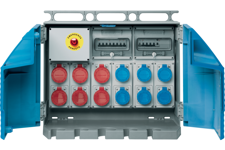 Assemblies for construction sites (ACS) with fixed socket-outlets protected by MCB entry with terminal block 50-60Hz IP65