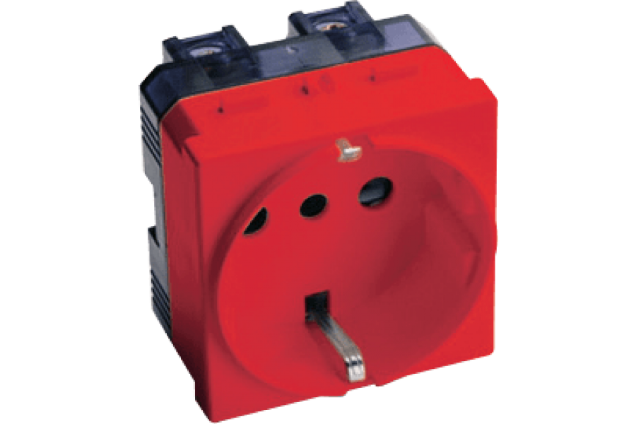 Domestic schuko socket Italian/German standard, P30 type, red colour