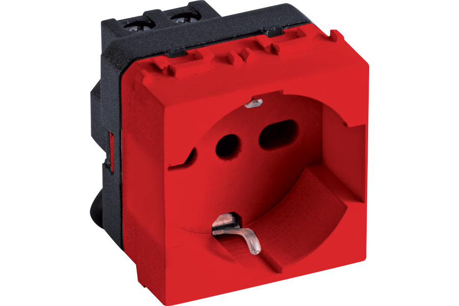 Base civil schuko estándar italiano/alemán bivalente P17/P30 - color rojo