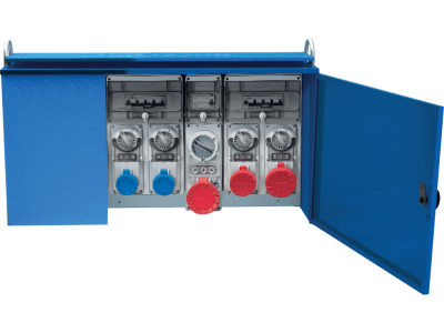 Assemblies for Construction Sites (ACS) in metal cabinet with interlocked socket-outlets protected by fuses entry with terminal block 50-60Hz IP65