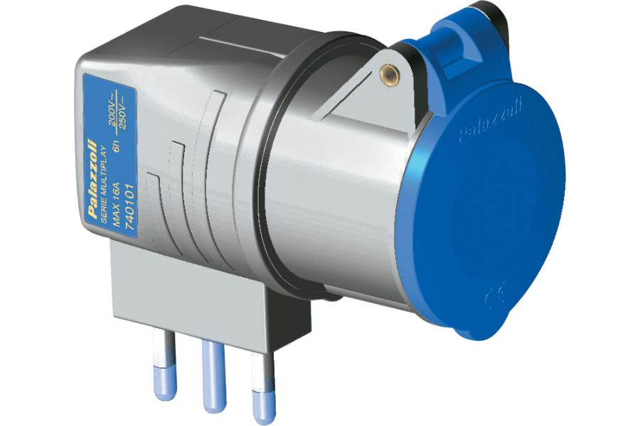 Plug adaptor with domestic plugand industrial socket 50-60Hz IP20