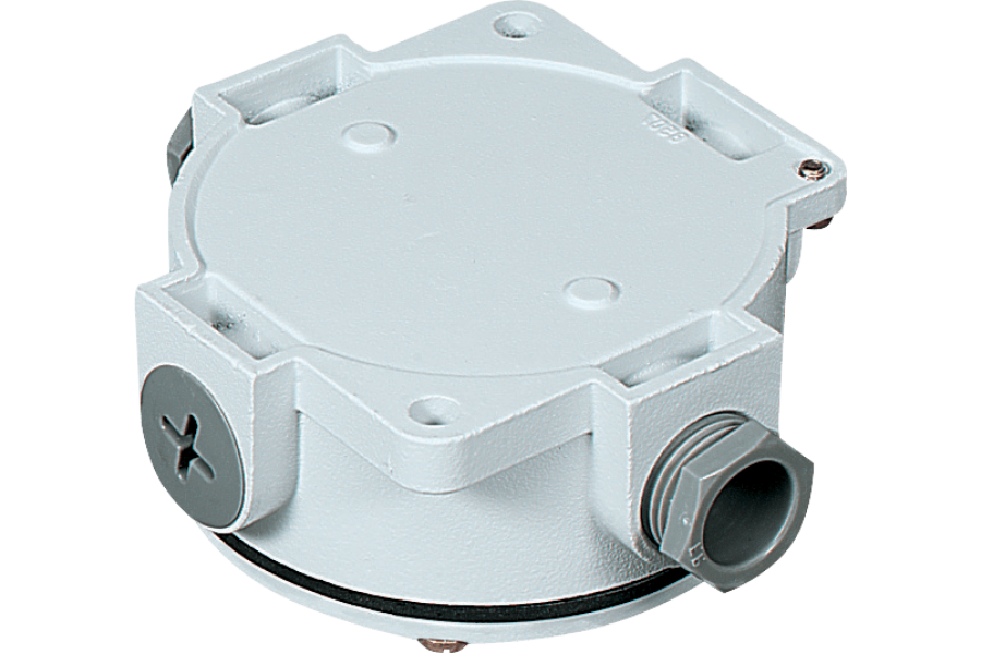 Junction box in aluminium alloy for ceiling mounting of pendant light fixtures IP65