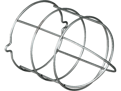 Protection cages in stainless steel wire for cylindrical well glass fixtures