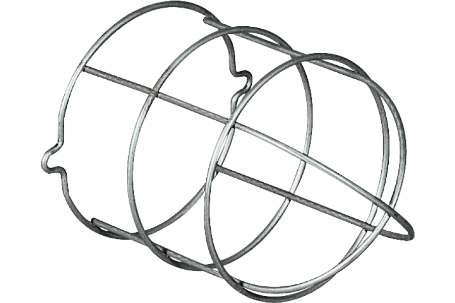 Protection cages in stainless steel wire for cylindrical well glass fixtures
