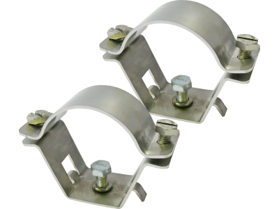 Pair of collars for mounting steel light fixtures on tube