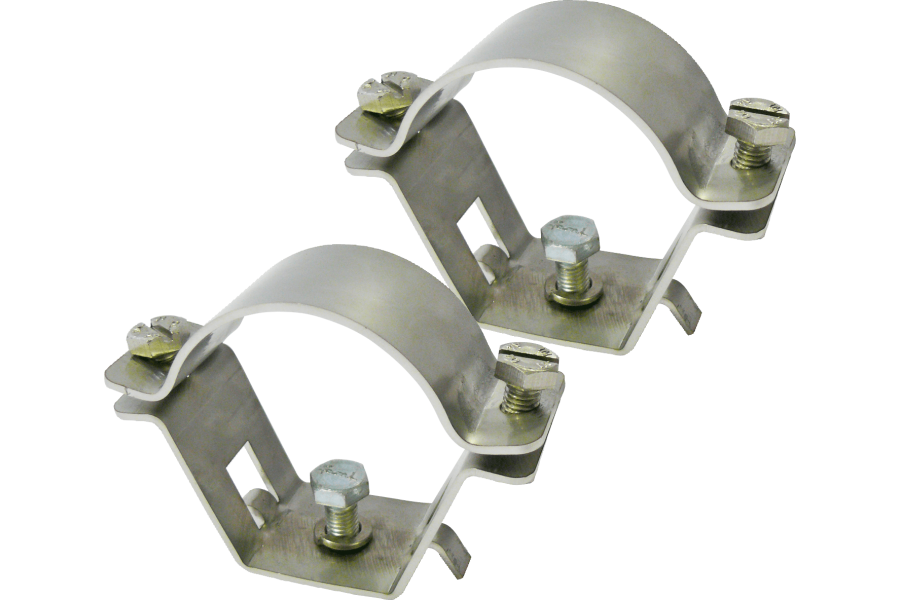Pair of collars for mounting on tube of steel lighting fixtures with screw coupling