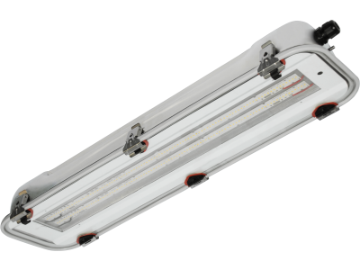 Plafón LED de acero inoxidable y cristal de 690 mm de longitud IP66 zona 1-2 (GAS) y 21-22 (POLVO)