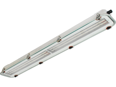 Plafón LED de acero inoxidable y cristal de 1300 mm de longitud IP66 zona 1-2 (GAS) y 21-22 (POLVO)