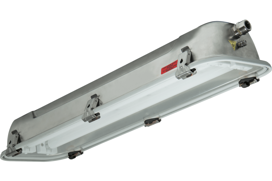 Light fixture in stainless steel-glass with white reflector lenght 690 mm IP66 zone 1-2 (GAS) and 21-22 (DUST)