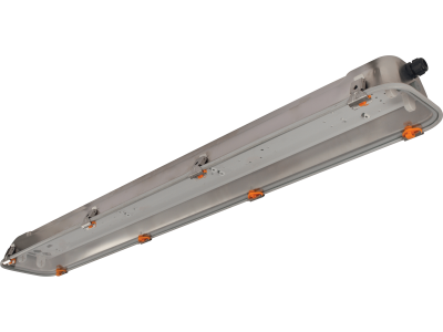 Plafoniera acciaio inox-vetro con riflettore bianco lunghezza 1300 mm IP66 zona 2 (GAS) e 21-22 (POLVERE)