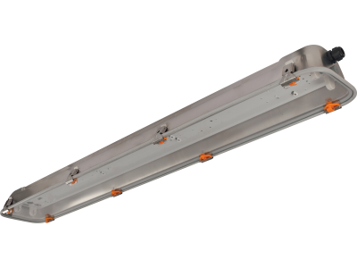 Light fixture in stainless steel-glass with white reflector lenght 1300 mm IP66 zone 2 (GAS) and 21-22 (DUST)