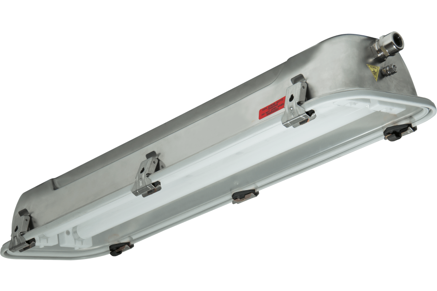 Plafoniera acciaio inox-vetro con riflettore bianco lunghezza 1300 mm IP66 zona 1-2 (GAS) e 21-22 (POLVERE)