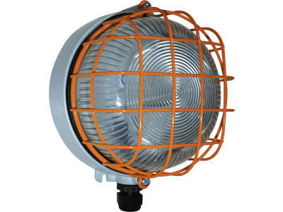 Round light fixtures in aluminium alloy with steel protective cage IP65 zone 22 (DUST)