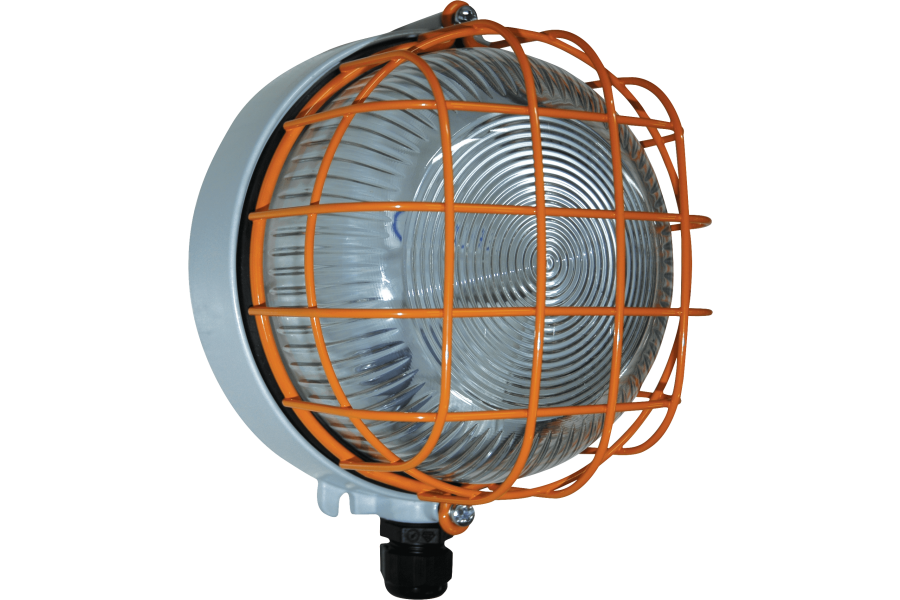 Round light fixtures in aluminium alloy with steel protective cage IP65 zone 22 (DUST)