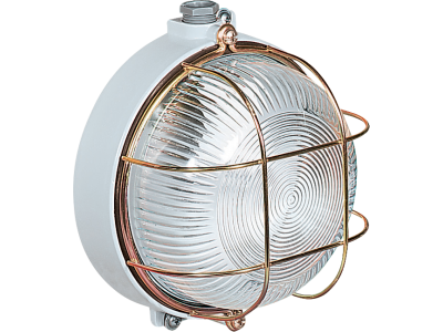 Round light fixtures in aluminium alloy with protective cage in steel IP66