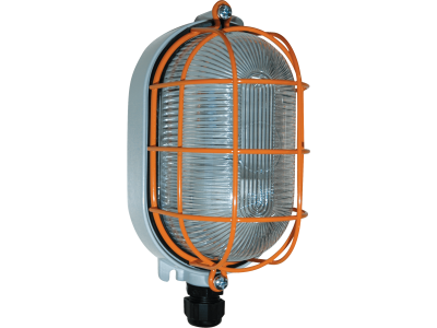 Oval light fixtures in aluminium alloy with steel protective cage IP65 zone 22 (DUST)