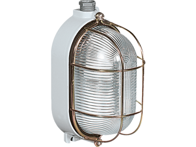 Oval light fixtures in aluminium alloy with protective cage in steel IP66