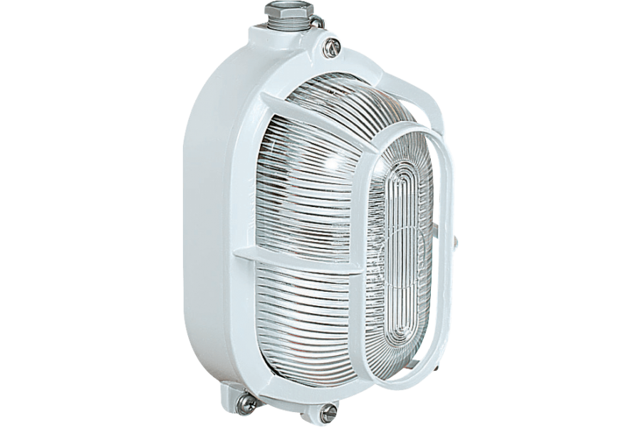 Oval light fixtures in aluminium alloy with protective cage in aluminium IP66