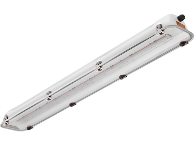 Plafoniera LED acciaio zincato verniciato vetro lunghezza 1300 mm IP66 zona 2 (GAS) e 21-22 (POLVERE)