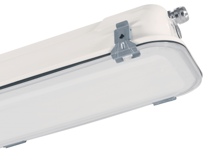 LED light fixtures in painted galvanised steel opal polycarbonate lenght 690 mm IP66/IP67
