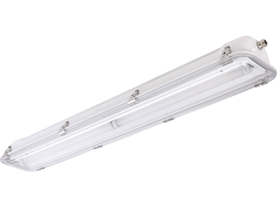 LED light fixtures in painted galvanised steel transparent polycarbonate lenght 1300 mm IP66/IP67