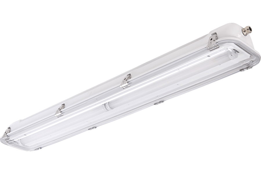 LED light fixtures in painted galvanised steel transparent polycarbonate lenght 1300 mm IP66/IP67
